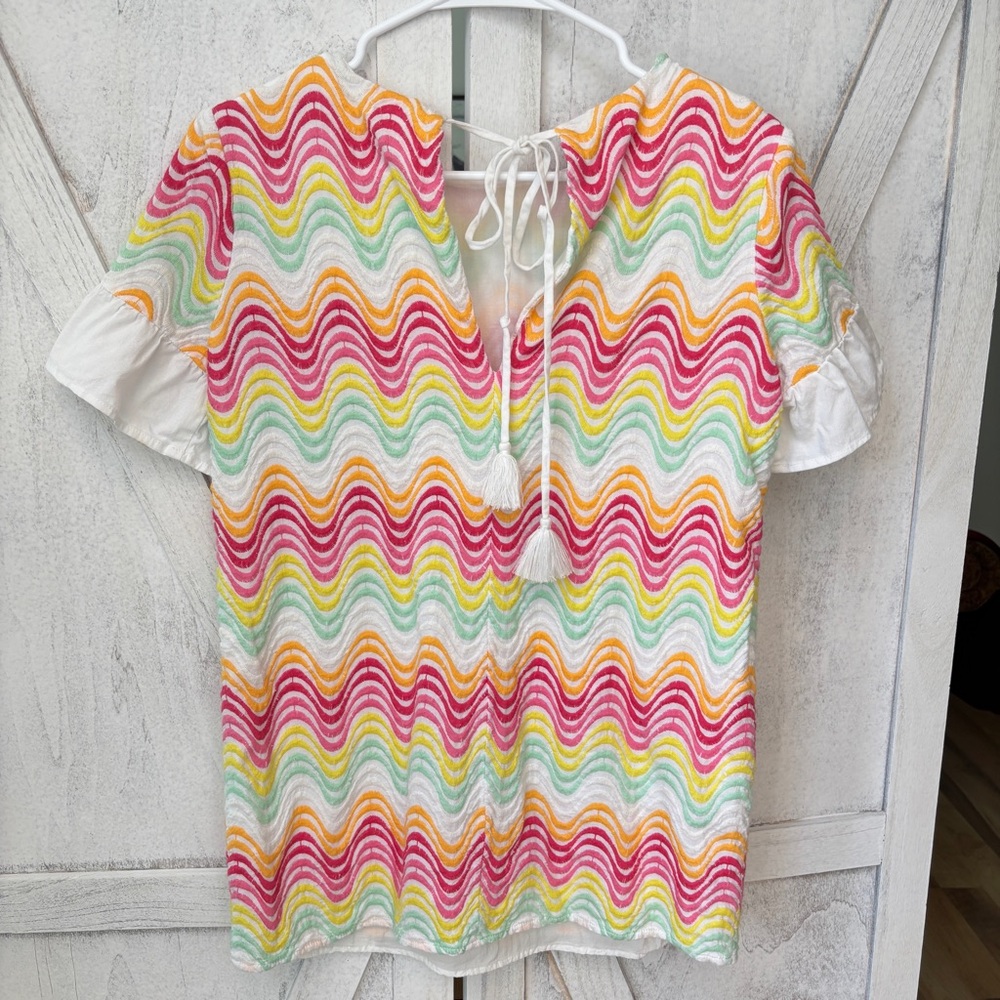 Tularosa Striped Embroidered Top Women’s Small Tassels